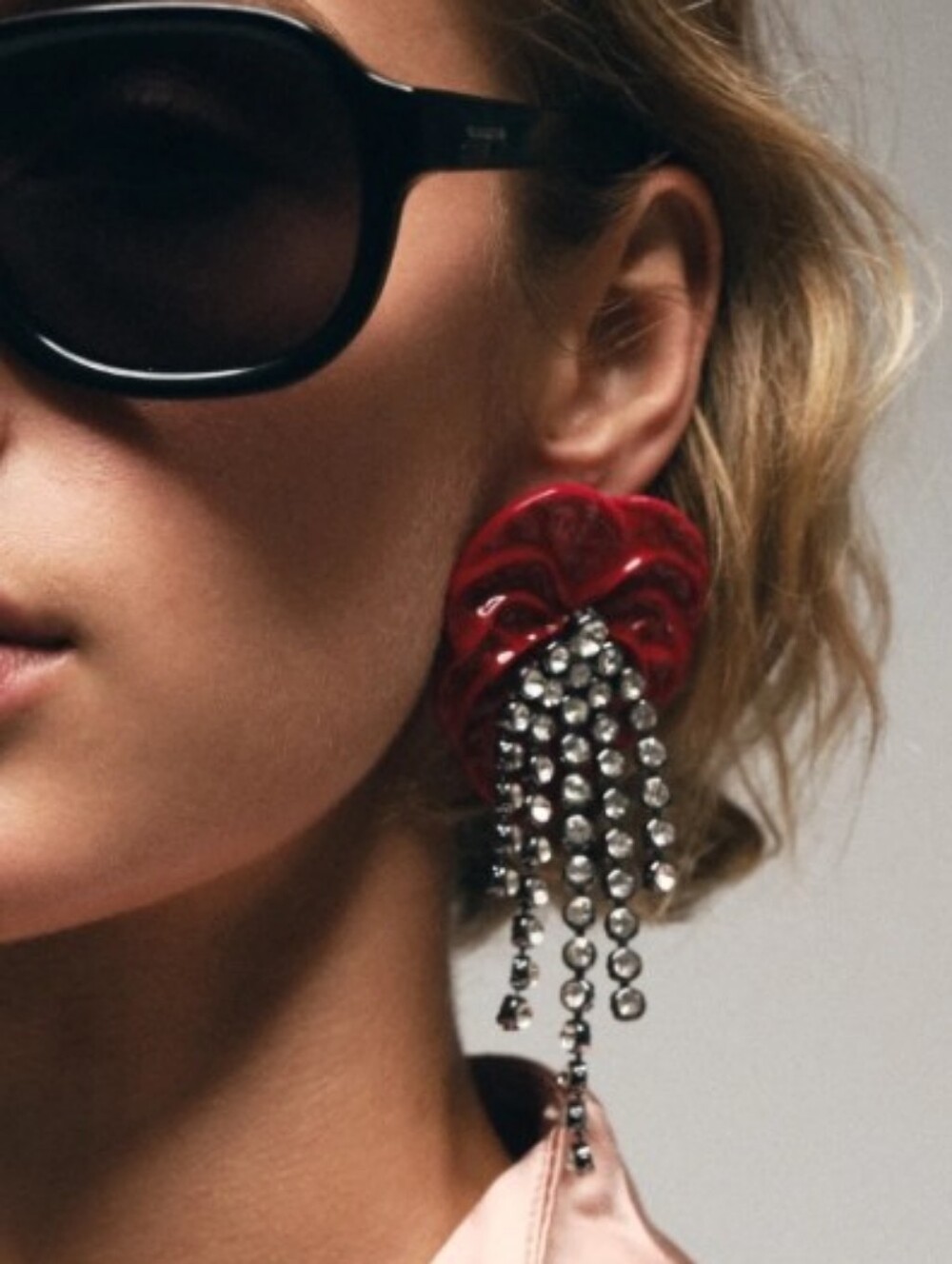 NEW! ZARA Statement Red & Crystal Fringe Post Earrings - Women's Jewelry